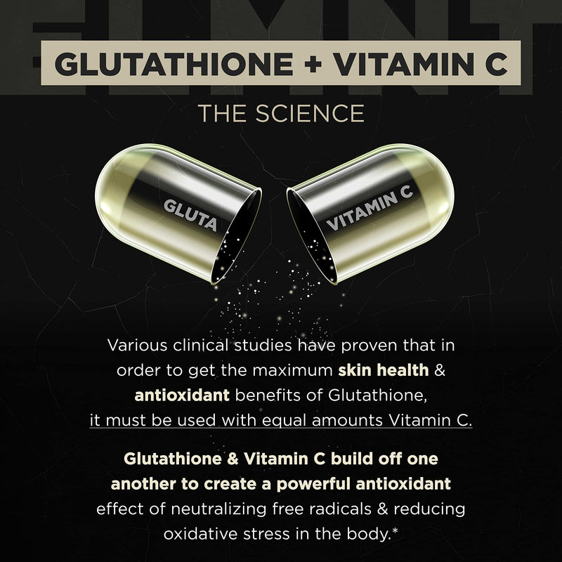 [Australia] - ELMNT 2150mg Super Antioxidant Liposomal Glutathione Supplement w. Vitamin C, Quercetin & Reduced L Glutathione 1000mg - Proven Complex for Best Absorption, Detox, Skin Glow + Immune - 90 Pills 