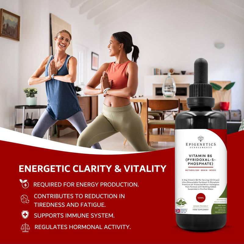 Vitamin B6 Vitamins | P5P Supplement 50ml Liquid Drops | 2 Months Supply, 66 Servings. High Strength Pyridoxal 5 Phosphate 2300mcg | UK Made & Vegan