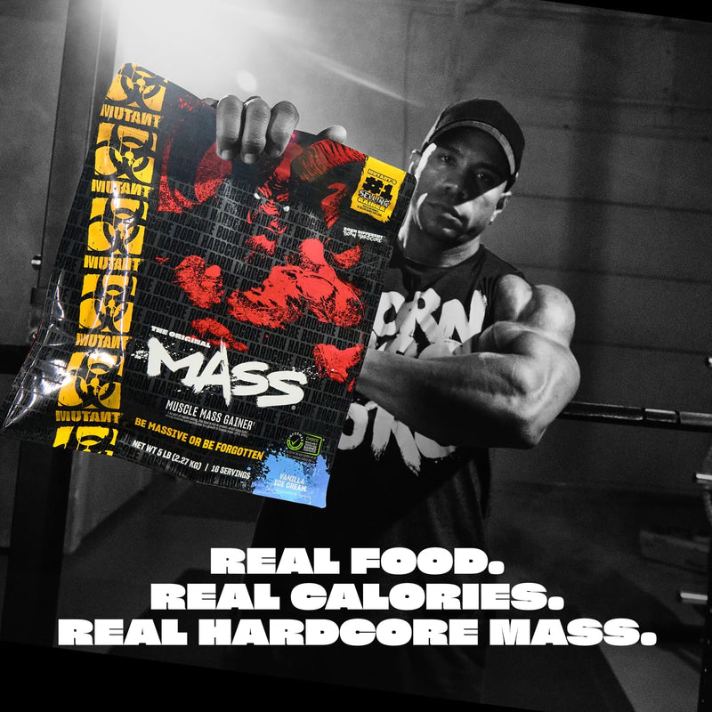 MUTANT Mass | Muscle Mass Gainer | 1100 Calories, 56g Protein, Whole Food Carbs, BCAAs, and Glutamine | Ultimate Hardcore Weight Gainer Shake | (2270g) | (Strawberry Banana)