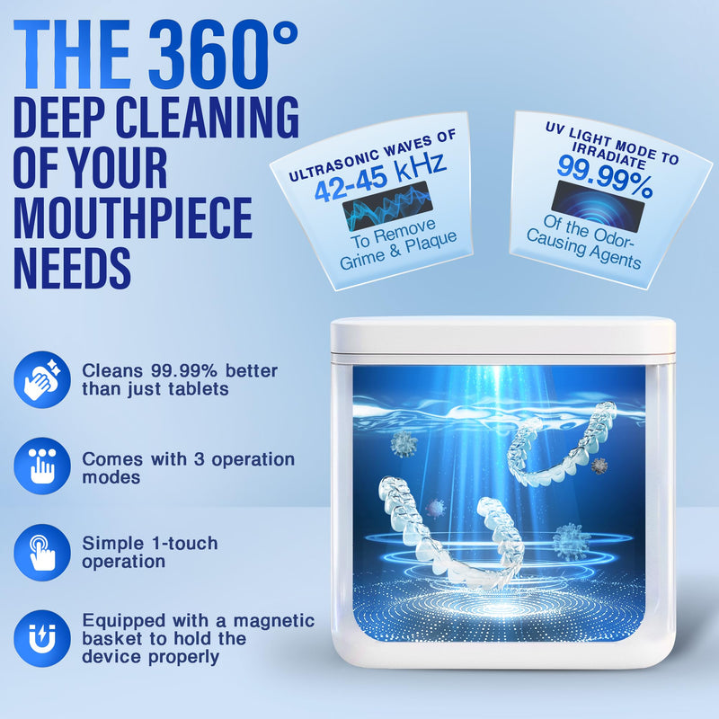 [Australia] - GuruNanda Retainer Cleaner Set – Ultrasonic & UV Cleaning Pod & Aligner Cleaning Foam, Deep Clean & Odor Neutralization for Retainers, Aligners, Dentures & Mouthguards 
