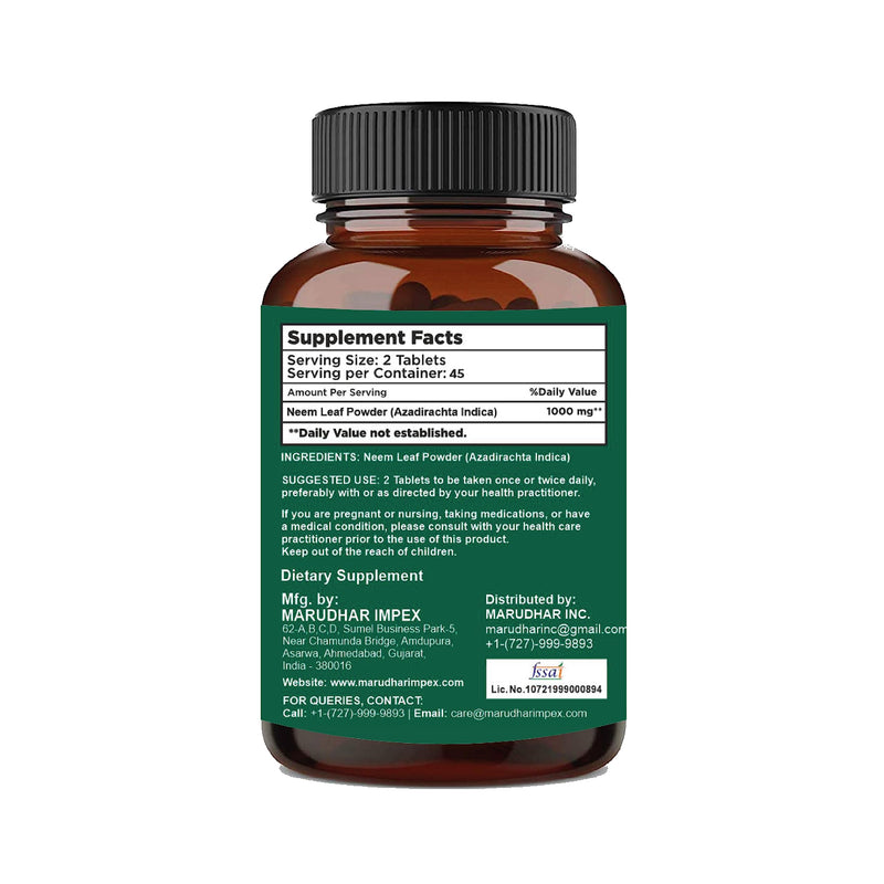 [Australia] - Neem Tablets by mi Nature| 90 Tablets, 1000 mg| 45 Days Supply| Clear Skin| Acne Free| Vegan | 