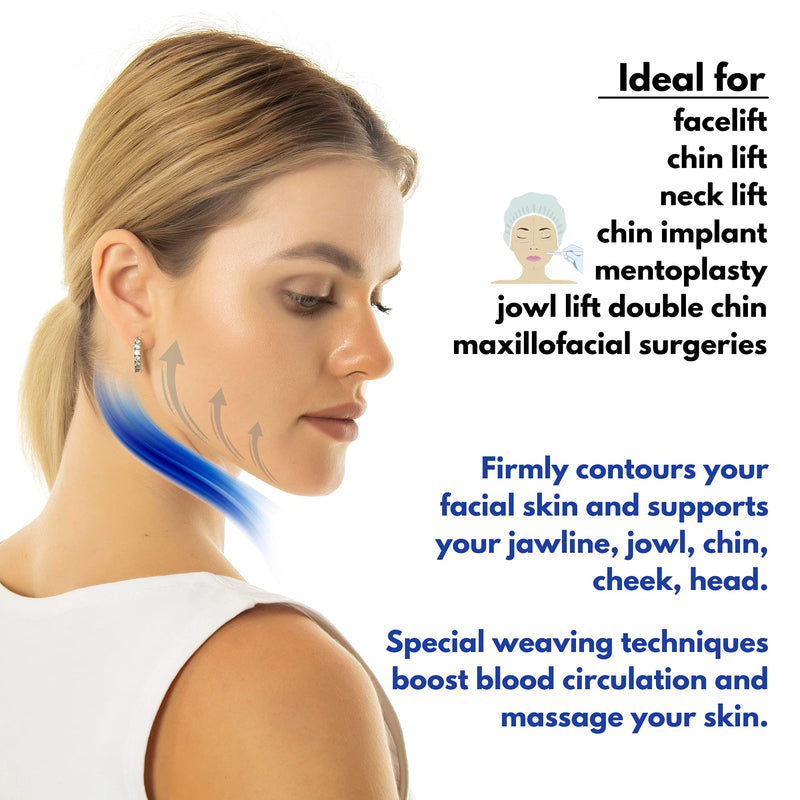 [Australia] - Post Surgery Neck and Chin Compression Garment Wrap Bandage, Face Slimmer, Jowl Tightening, Neck Coverage, Chin Lifting Strap (M) M 