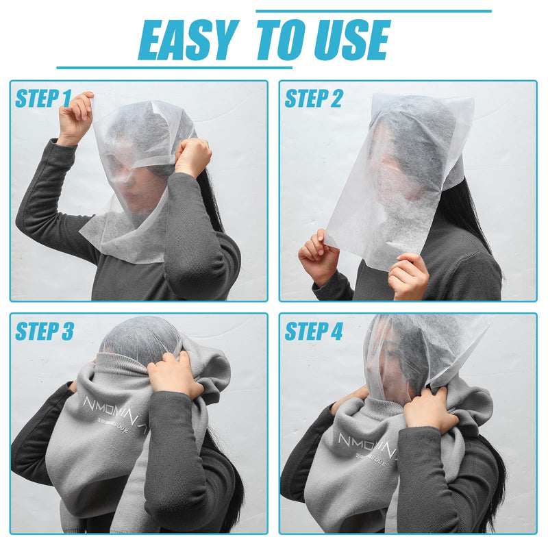 [Australia] - Moukeren 100 Pieces Makeup Protector Hood Protects Hair and Make up While Getting Dressed Disposable Non Woven Makeup Face Cover Clothing Protector Breathable Cosmetic Mask for Women Wedding Supply 
