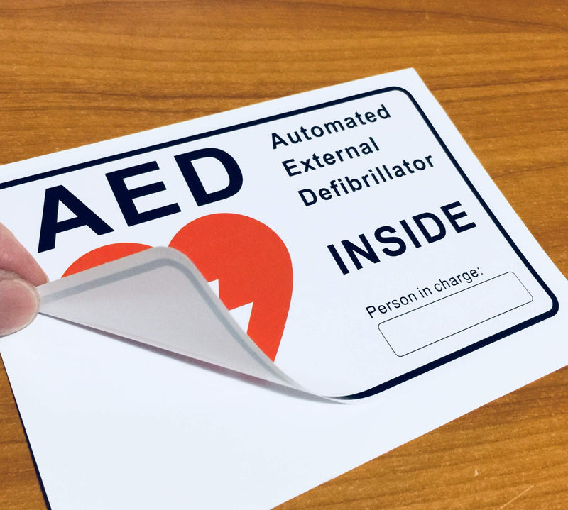 [Australia] - Outdoor/Indoor (3 Pack) 6" x 4" AED Automated External Defibrillator Inside Window Door Wall Medical Safety Warning Alert Sticker Decals - Back Self Adhesive Vinyl 