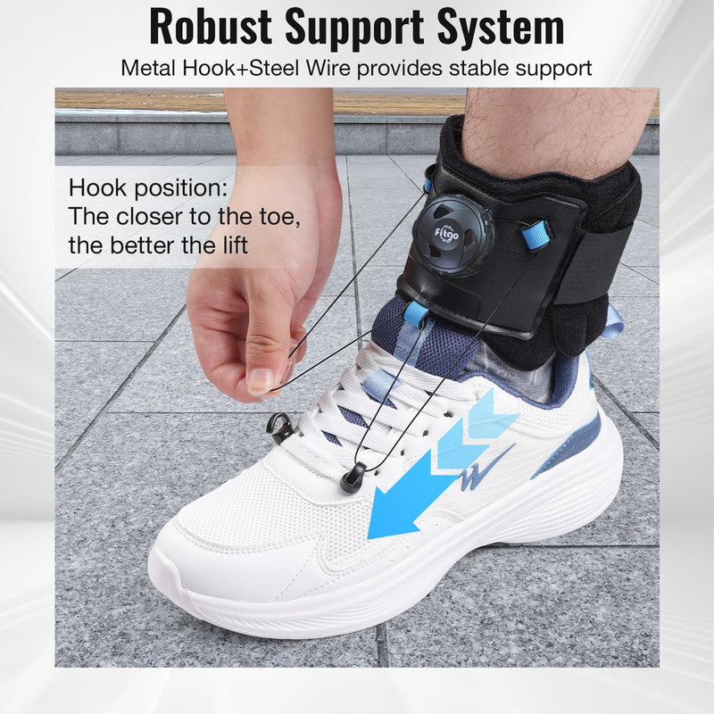 AFO Foot Drop Brace for Walking with Shoes, Upgraded Dial & Thicker Replaceable Wire for Adjustable Dorsiflexion, Ankle Support for Men & Women
