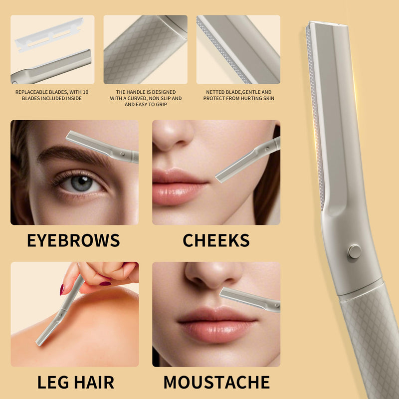 [Australia] - Tweezers for Women Facial Hair, 4 in 1 Eyebrow Kit with Tweezers, Eyebrow Trimmer Scissors, Razor, Style Leather Travel Case, Hair Plucking Daily Beauty Tools 