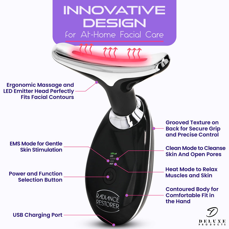 [Australia] - Radiance Restorer - Complete Wrinkle, Massage & Aromatherapy System - 7-Color LED Light Therapy, 3 Massage Functions, *Plus Heat!* - *Choice of Aromatherpay Massage Oil* - *Web App!* (Lavender) Lavender 