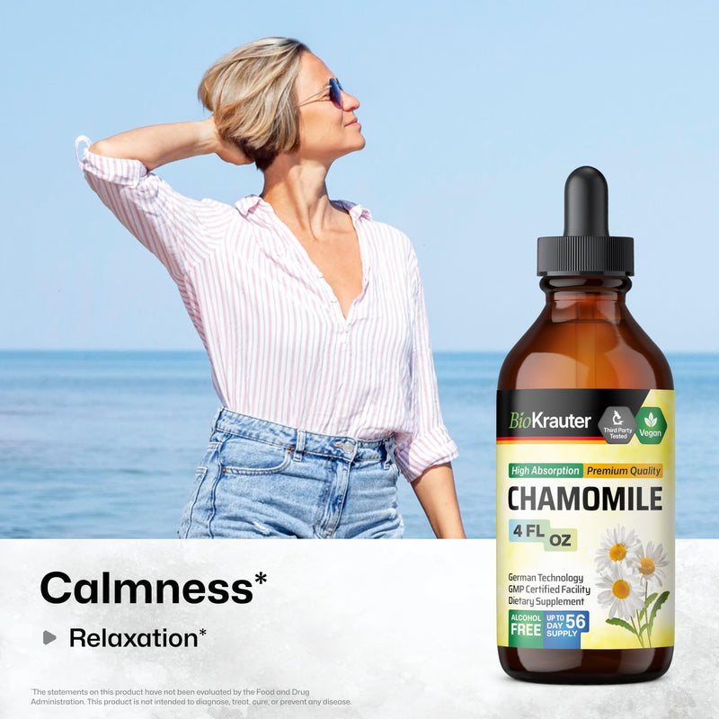 [Australia] - BIO KRAUTER Chamomile Tincture - Chamomile Extract - Supplement for Relaxation and Calmness Support - Alcohol and Sugar Free - Vegan Drops 4 Fl.Oz. 4 Fl Oz (Pack of 1) 