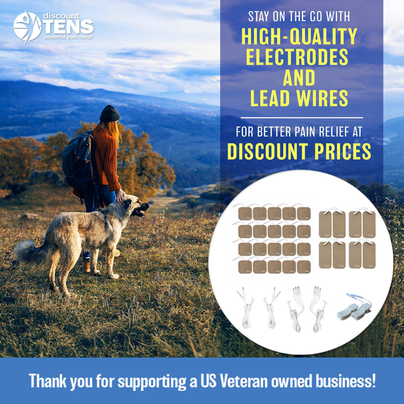 Discount TENS Deluxe Kit Compatible with TENS 7000, 28 Pads | Includes 20 2 x 2 inch pads, 8 2 x 4 inch pads, lead wires, port doublers and ear clips Deluxe Assortment