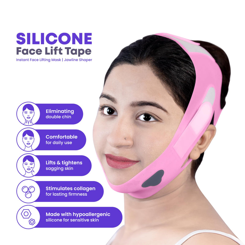 Silicone V Line Face Lifting Mask with Adjustable Double Chin Strap for Women Purple