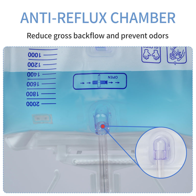 [Australia] - 3 Pack 2000mL Catheter Bags and 1 Pack Foley Catheter Leg Strap 23" Long x 2" Wide,Urinary Drainage Bag with Anti-Reflux Chamber and 2000 mL Volume, 48" Drainage Tube, Clips and Hanging Hook 3pack+Foley Catheter Leg Strap 