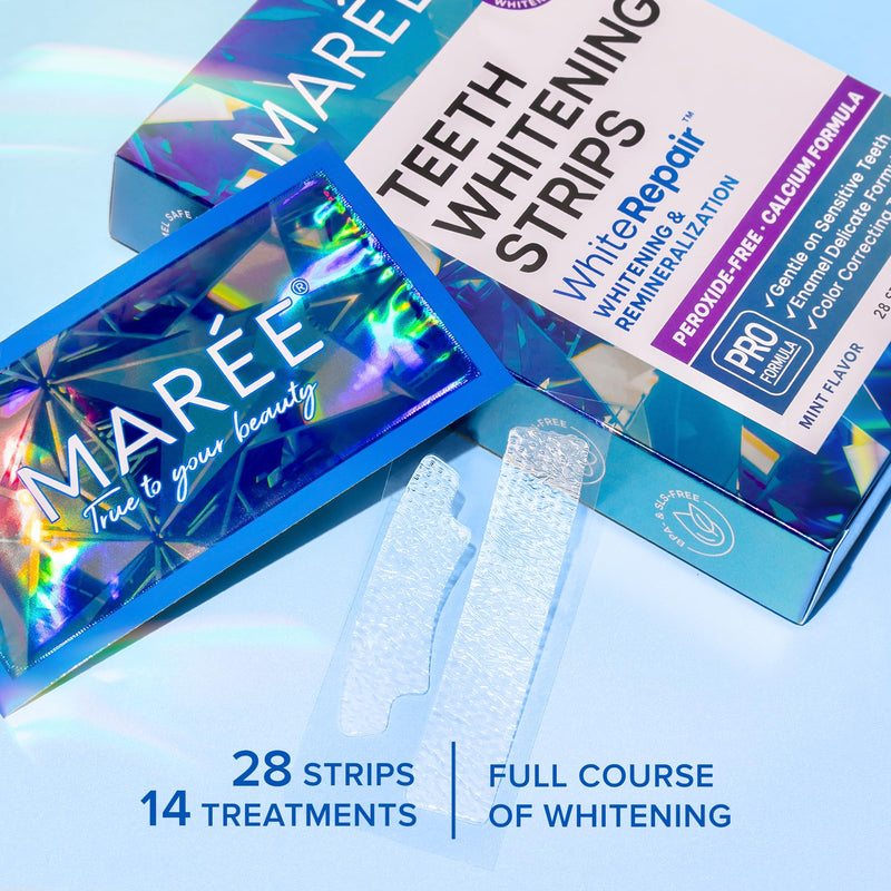 [Australia] - MAREE Teeth Whitening Strips with Mint Flavor - Comfortable for Sensitive Teeth - Calcium Formula for Gentle Dental Care & Fresh Breath - Pack of 28 1 Count (Pack of 28) 