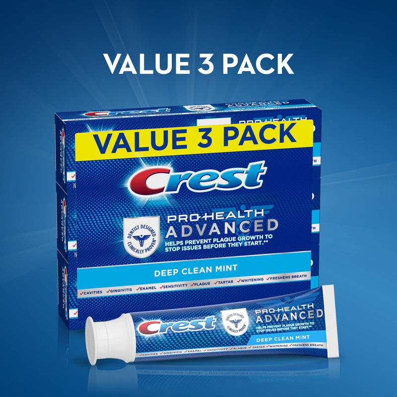 [Australia] - Crest Pro Health Advanced Deep Clean Toothpaste, Mint, 5.1 Ounce, Pack of 3 Newer Version 
