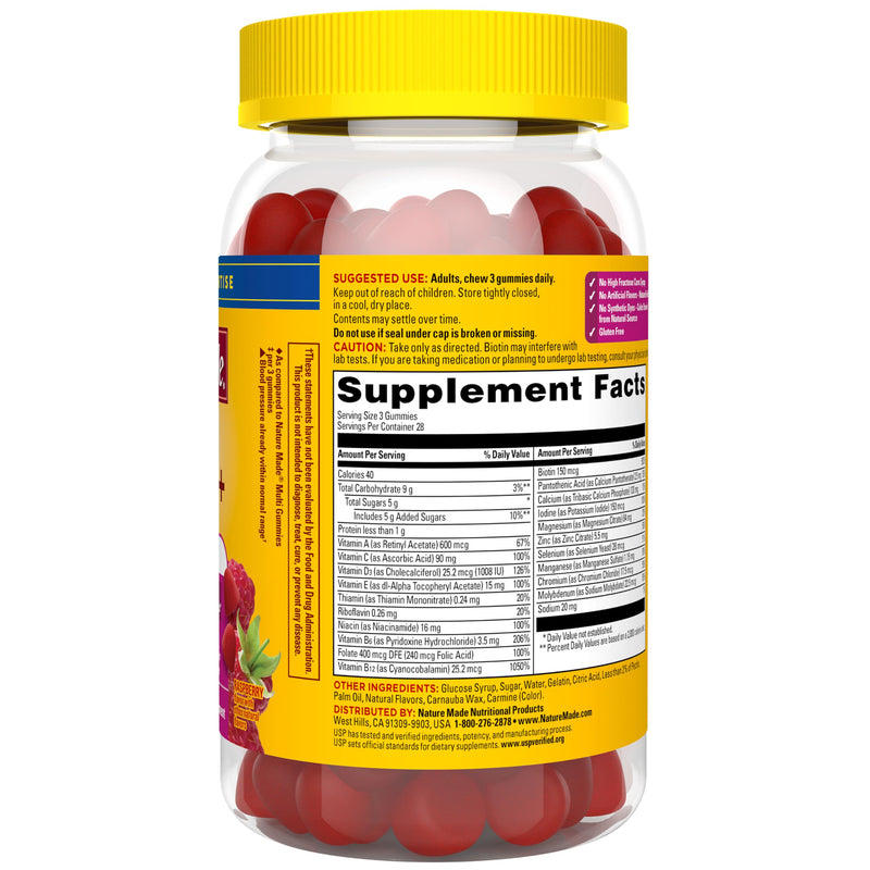 Nature Made Advanced Multivitamin Gummies 50+ for Women, 84 Multi Vitamins | Womens Multivitamins Gummies with Magnesium Citrate, Vitamin D3, Zinc, Calcium and All 8 B Vitamins, 28 Day Supply 84 Count (Pack of 1)