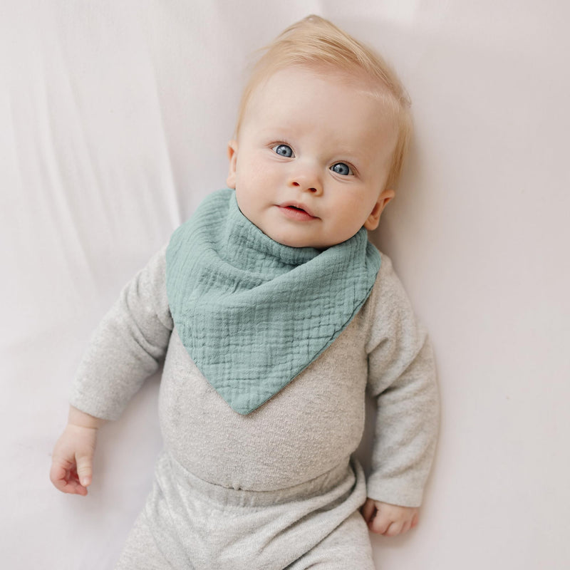 [Australia] - Konssy Muslin Baby Bibs 8 Pack Bandana Drool 100% Cotton for Unisex Baby, Solid Colors Set Teething Drooling Neutral 