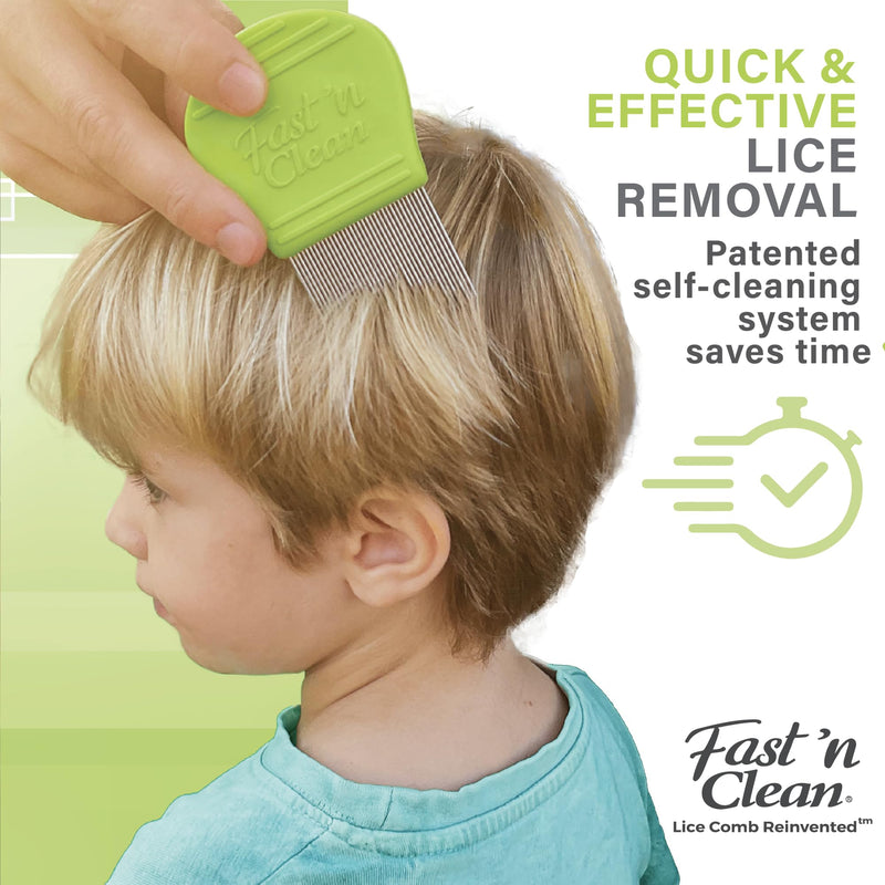 [Australia] - Fast 'n Clean - Professional Self-Cleaning Lice Comb, Removes Head Lice And Nits Quicker, Stainless Steel, Natural Head Lice Treatment, Doesn't Pull the Hair, Effective Flea Comb, Dandruff Treatment. 