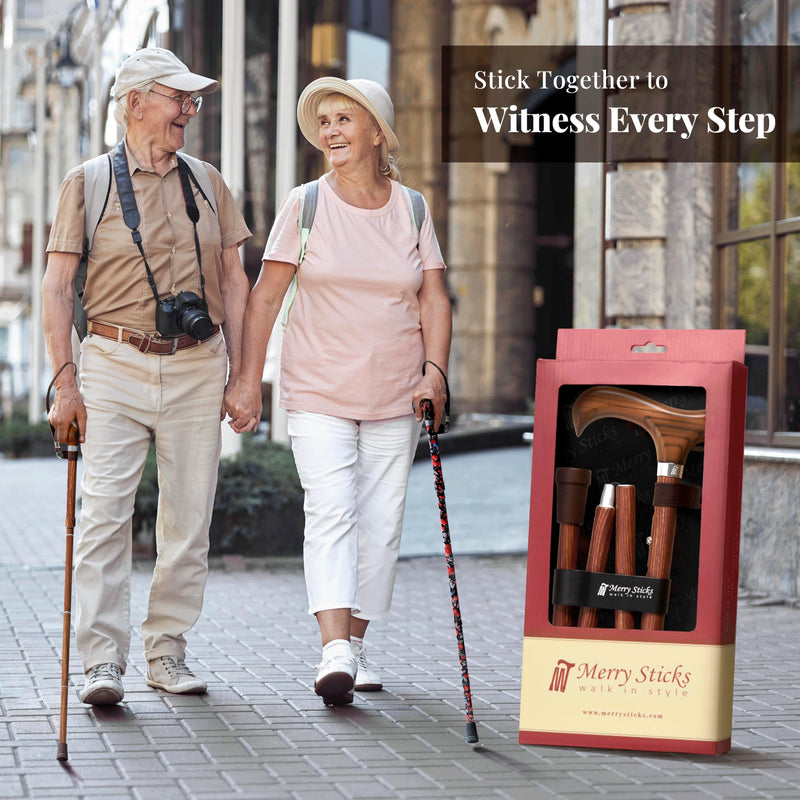 [Australia] - Merry Sticks Lightweight Foldable Walking Canes for Women and Men, Adjustable & Collapsible Walking Stick for Seniors, Balancing Mobility Aids, Ergonomic Handle & Wrist Strap - Berries Classic Grip 