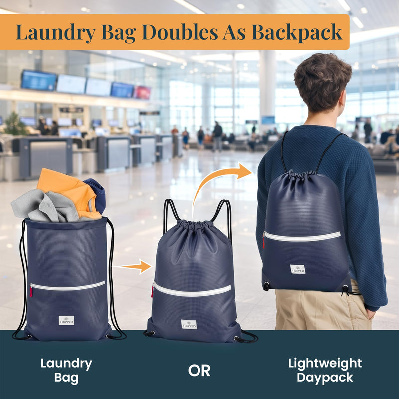 TRIPPED Travel Gear Extra Large Compression Packing Cubes 6-Piece Set Navy Blue