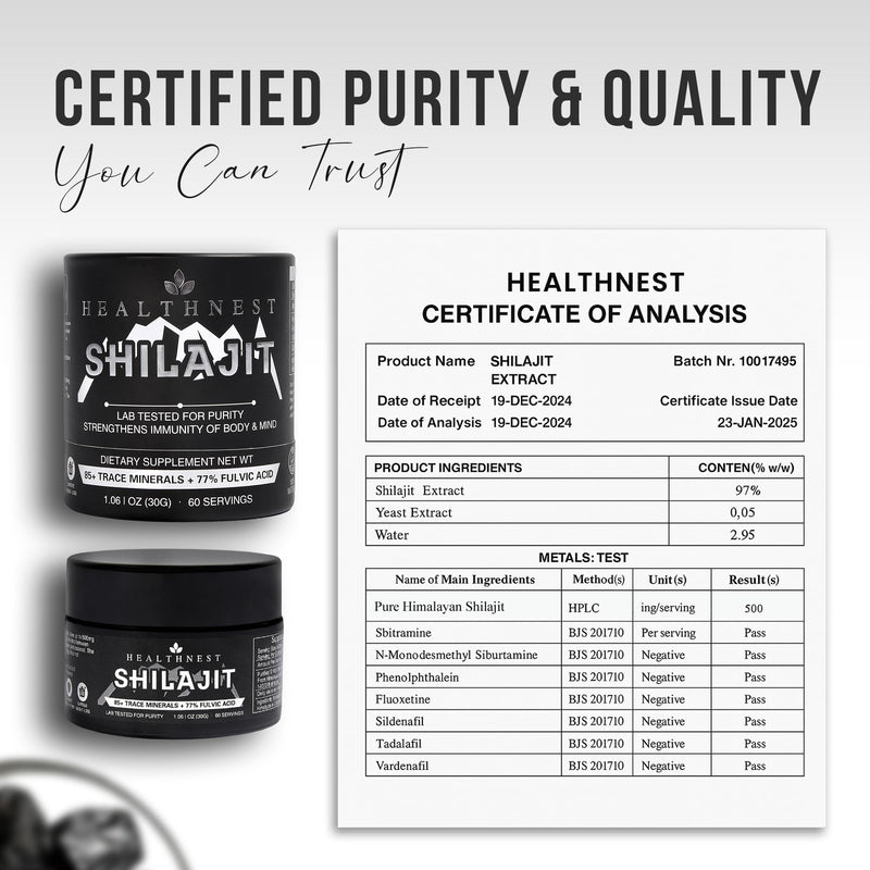 Shilajit Resin | 30g Himalayan Dietary Supplement | 85+ Trace Minerals & 77% Fulvic Acid | Vegan | Lab Tested for Purity | Natural Pure Form | 60 Servings