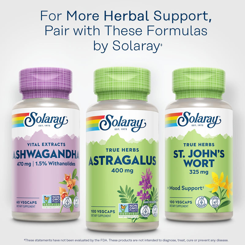 [Australia] - SOLARAY Astragalus Root 400mg – Traditional Herbal Support - Non-GMO, Vegan & Lab Verified - 100 Servings, 100 VegCaps 100 Count (Pack of 1) 