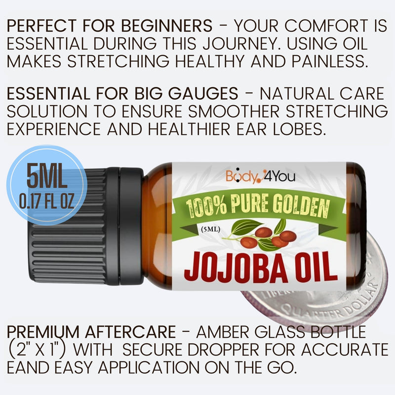 [Australia] - BodyJ4You 2PC Piercing Aftercare Set - Ear Stretching Balm Jojoba Oil - Gauges Earlobes Taper Plug Expander - Nose Septum Lip Tragus Belly Ring - Soothe Moisturize Skin Natural Recovery 1 Count (Pack of 2) 