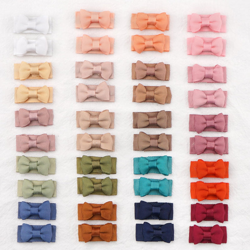 [Australia] - CÉLLOT 40pcs Baby Bows for Girls Mini Bow Snap Clip Baby Hair Clip Grosgrain Ribbon 1.2" Tiny Hair Bows Clips for Baby Girls Toddlers Infant Fine Thin Hair in Pairs 40pcs/20color 