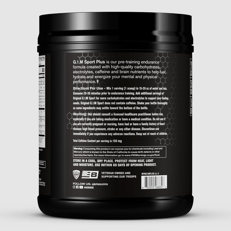 [Australia] - BARE PERFORMANCE NUTRITION G.1.M Sport+ Endurance Pre-Workout – Lemon Lime | 25 Servings | 20g Carbs, 350mg Sodium, 150mg Caffeine | Electrolytes, Nootropics & Cluster Dextrin® for Energy & Focus 