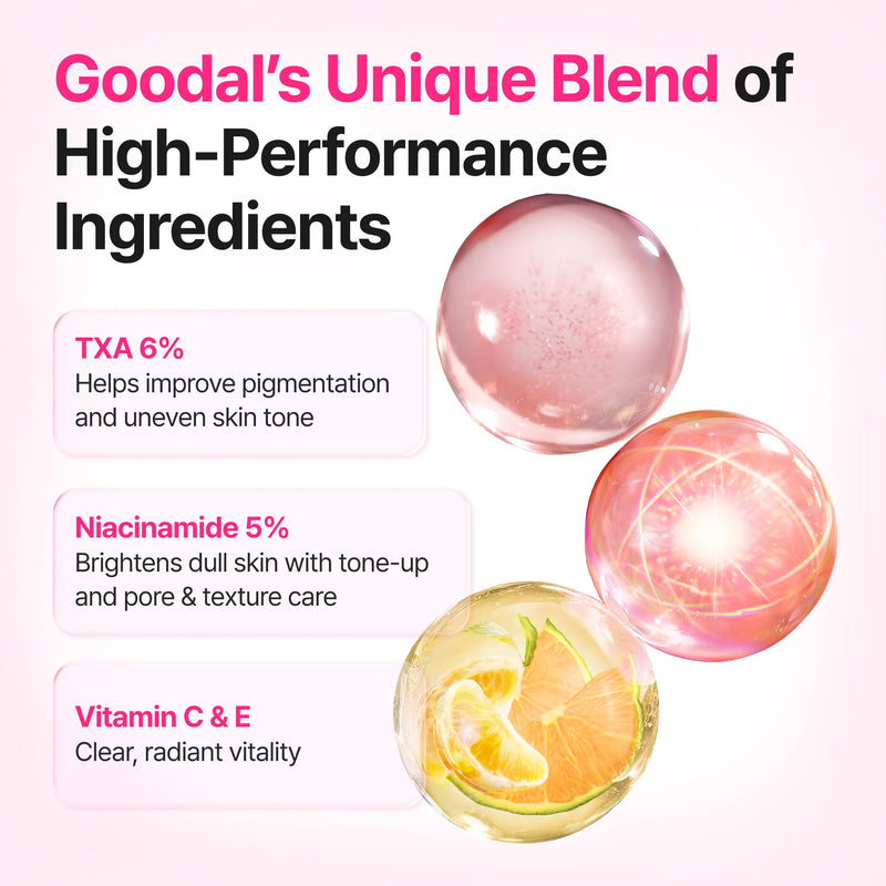 GOODAL Green Tangerine Vita C E TXA Serum | 6% Tranexamic Acid Serum for Face with 5% Niacinamide, Vitamin Exosome | Dark Spot Corrector for Uneven Skin Tone and Radiance | Korean Skincare, 1.01 Fl Oz
