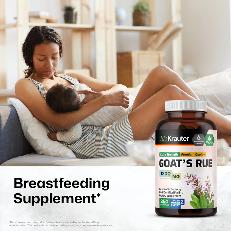 [Australia] - BIO KRAUTER Goats Rue Lactation Support Capsules 1200 mg - 250 Count - Goats Rue Capsules - Natural Breastfeeding Supplements 250 Count (Pack of 1) 
