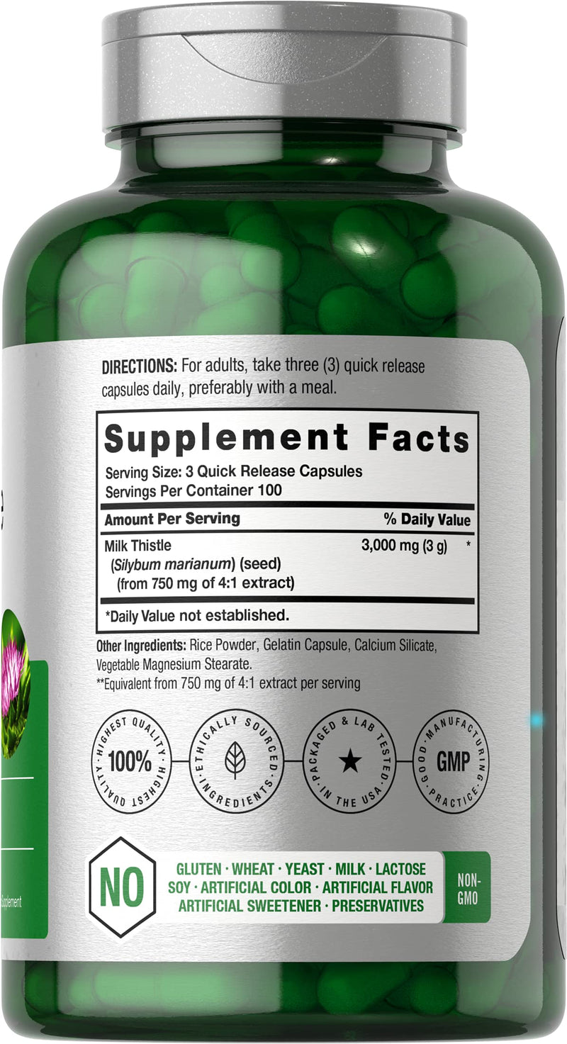 [Australia] - Horb√§ach Milk Thistle Supplement | 3000mg | 300 Capsules | Herbal Extract | Non-GMO, Gluten Free 
