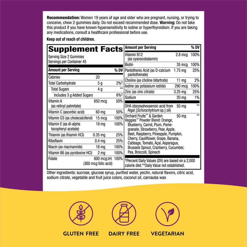 [Australia] - Nature's Way Alive! Prenatal Gummies with DHA, Supports Baby's Eye and Brain Development*, Orange and Raspberry Lemonade Flavored, 90 Gummies 