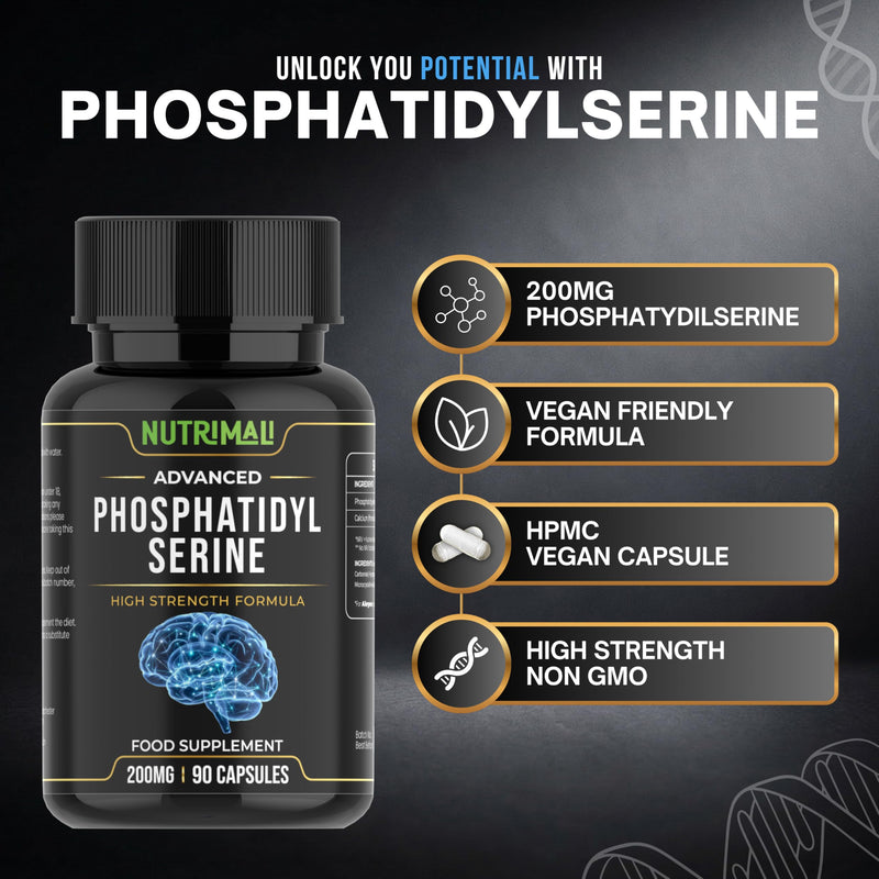 Phosphatidylserine Capsules | High Strength Formula - 200mg | 90 Vegan Capsules | Food Supplement – Non GMO | By NutriMali
