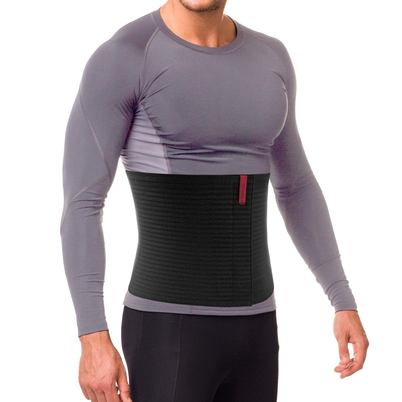 ORTONYX 10.25" Abdominal Binder for Men and Women/Postpartum Post-operative Post-surgery Wrap/Abdomen Navel Umbilical Hernia Support Belt / 524010 Black S/M S/M (up to 32")