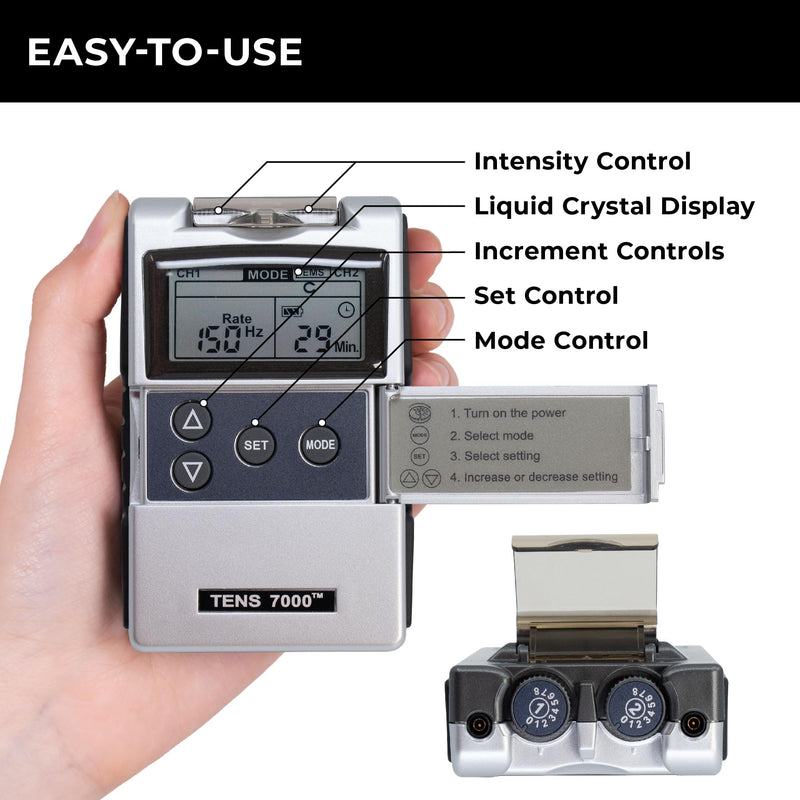 [Australia] - TENS 7000 Rechargeable Tens Unit Muscle Stimulator, EMS Muscle Stimulator, Back Pain Relief, 4 Electrodes/Unit Pads, Period Pain Simulator, Muscle Recovery & Growth, Stim Machine, Electrotherapy 