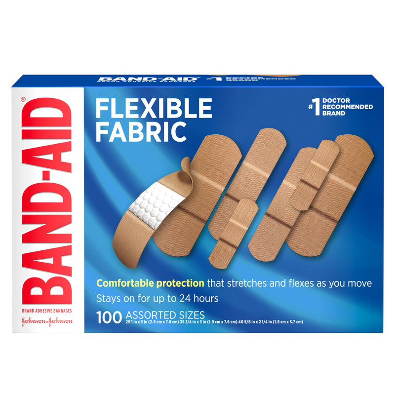 Band-Aid Brand Flexible Fabric Adhesive Bandages for Wound Care & First Aid, Assorted Sizes, 100 ct 100 Count