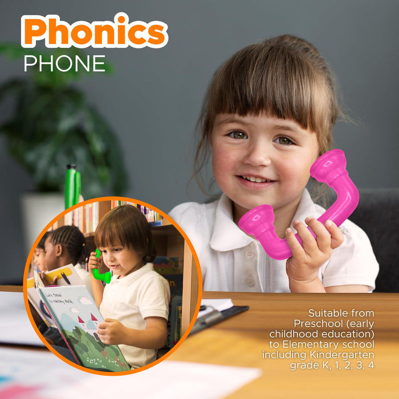 [Australia] - 4E's Novelty Whisper Phones for Reading - Pack of 4 - Auditory Feedback, Hear Myself Sound Phone - Accelerate Reading Fluency, Comprehension & Pronunciation - Speech Therapy Materials Toys 