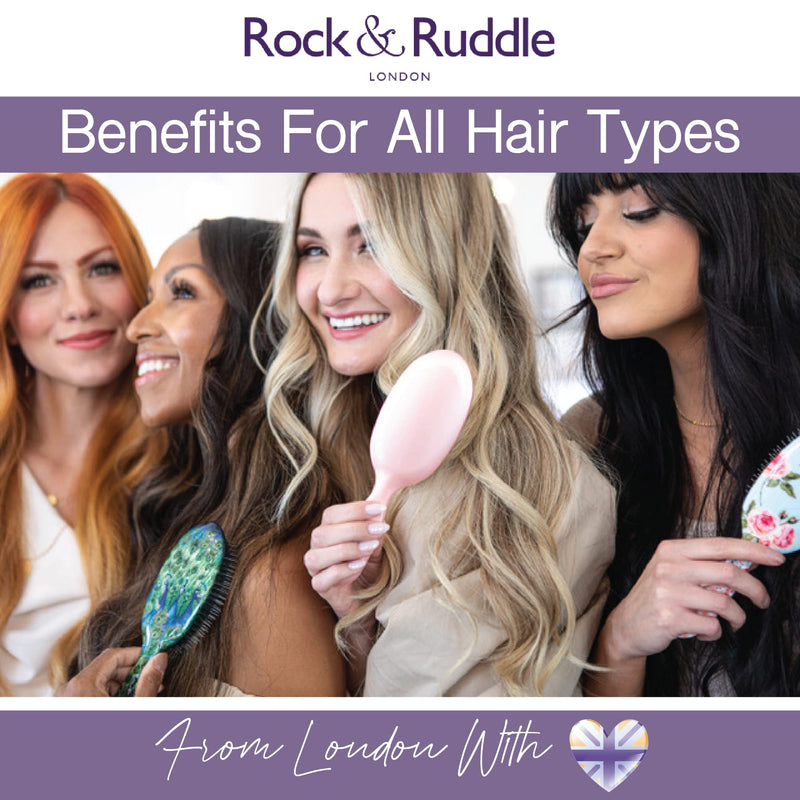 [Australia] - Rock & Ruddle Natural Mixed Boar Bristle Hair Brush for Women and Kids (Large, 21cm) - Perfect for Wet or Dry Hair, Detangling Smoothing Blowdrying - Designed & Made in UK - Zebra Print Design, Large 