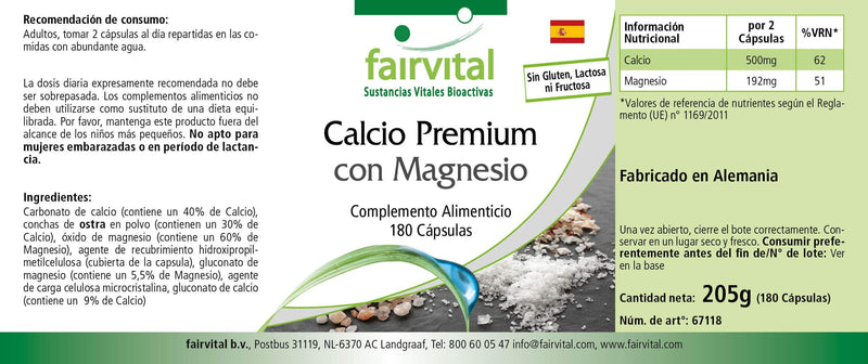 [Australia] - Fairvital | Premium calcium magnesium capsules - 180 capsules - for 3 months - HIGH DOSE - with oyster shell powder 
