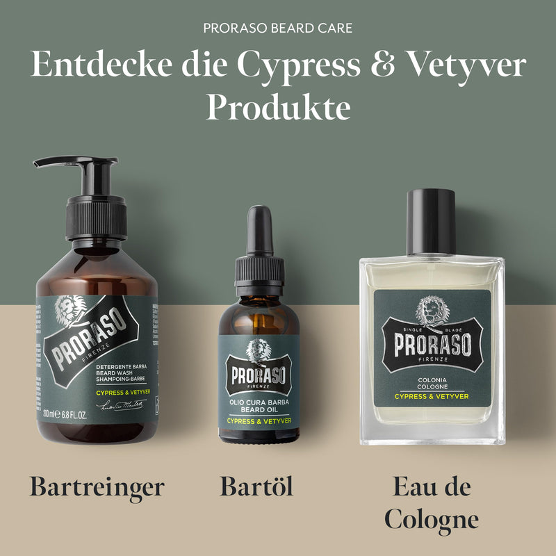 [Australia] - Proraso Beard Oil, Cypress & Vetyver, 30 ml, beard oil with a fresh citrus scent, beard softener nourishes skin and hair and protects beard hair, Made in Italy Single 