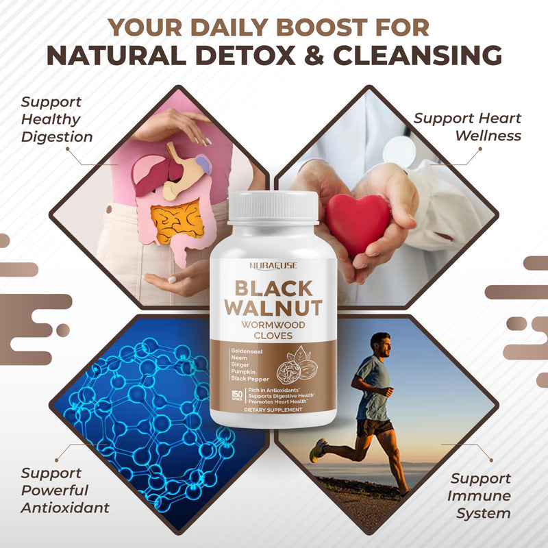 [Australia] - Black Walnut Wormwood Whole Cloves Goldenseal - Rich in Antioxidants, Digestive Health- Made and Tested in The USA 150 count (pack of 1) 