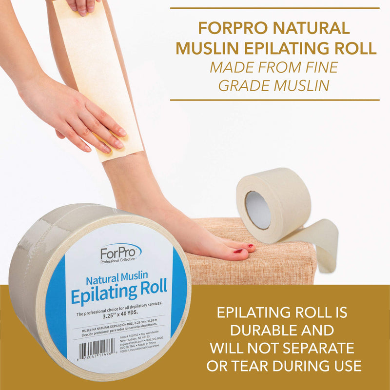 [Australia] - ForPro Professional Collection Natural Muslin Epilating Roll, Tear-Resistant, for Hair Removal, 3.25” W x 40 Yds 1 Count (Pack of 1) 