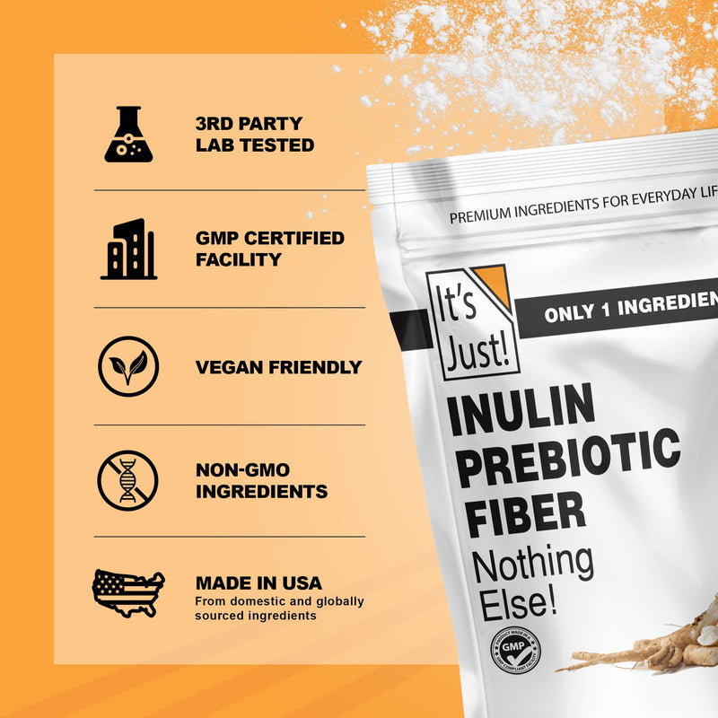 It's Just! - Inulin Prebiotic Fiber, Water Soluble, Chicory Root Powder, Promotes Gut Health, Made in USA, Product of Belgium, Vegan/Keto Friendly 11 Ounce (Pack of 1)