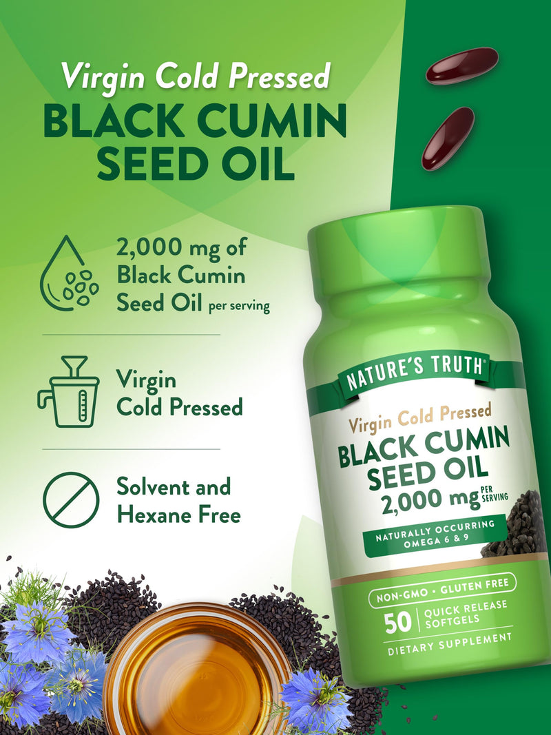 [Australia] - Nature's Truth Black Cumin Seed Oil 2000 mg | 50 Softgels | Cold Pressed Pills | Non-GMO, Gluten Free 
