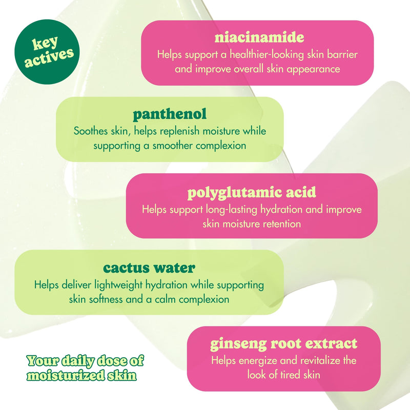 ESW Beauty PDRN Face Mask, Dose of Moisture, Korean Skin Care, 1 Pack | Hydrogel Sheet Face Mask, Vitamin PDRN Mask with B Vitamins, Cactus Water & Vitamin E for Hydrating & Moisturizing Dry Skin
