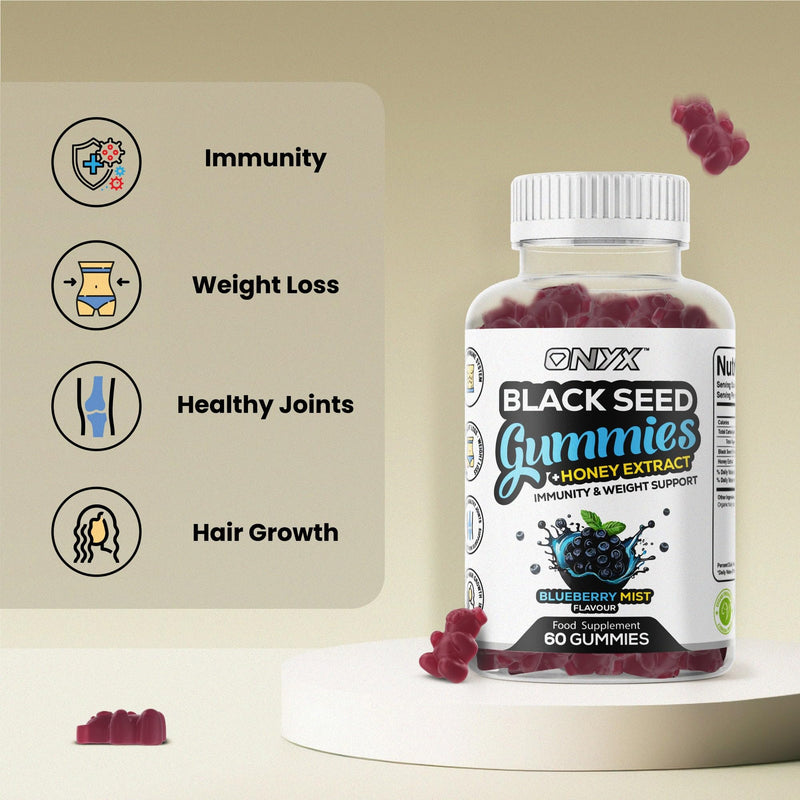Black Seed Oil Gummies 2000mg with Honey Extract – Halal, Immunity & Weight Support, Hair Growth & Joint Support, Vegan & Vegetarian – 60 Gummies (30 Servings) 1