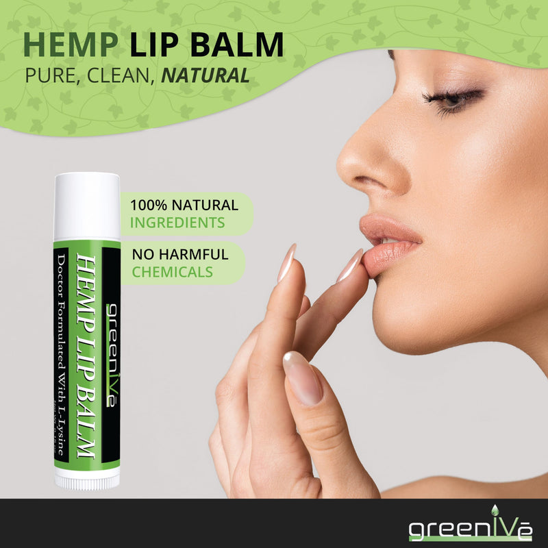 GreenIVe Hemp Lip Balm, Vegan, Omegas 3 & 6, Vitamin E, L-Lysine, Hydrating Handcrafted (5) 5