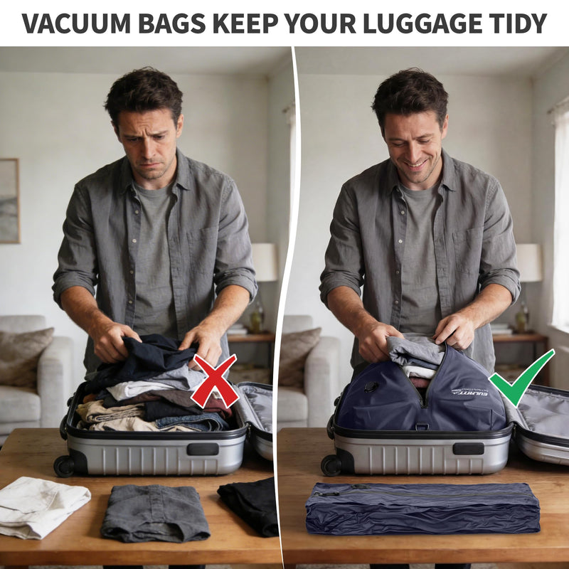 Travel Vacuum Bags with Pump,IPX8 Waterproof Vacuum Compression Bag | Suitable for Carry-On Suitcase & Travel Backpack,Space Saver Bags Packing Organizers