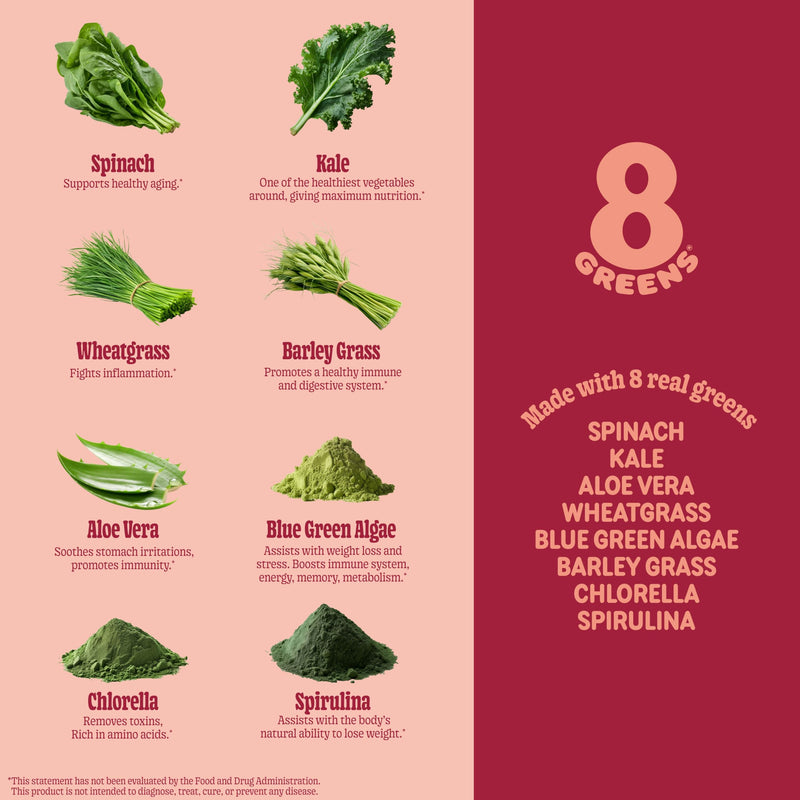 [Australia] - 8Greens Supergreens Tablets | Super Greens Powder Superfood Tablet, Metabolism Immunity & Focus, Daily Greens Effervescent Tablets, Organic: Aloe Vera, Spirulina, Chlorella, Peach, 10 Servings 