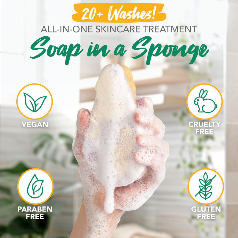 Spongeables Exfoliating Body Wash in a 20+ Wash Sponge, Vitamin C, 1 Count 1 Count (Pack of 1)