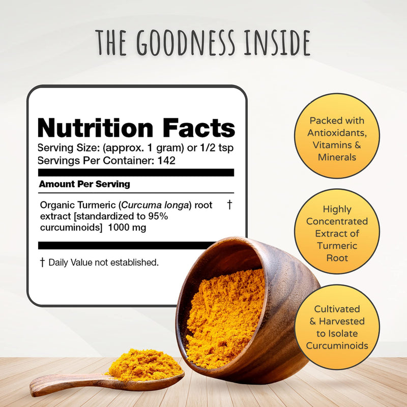 [Australia] - FeelGood Organic Superfoods Pure Curcumin Powder, Organic, Non-GMO, Vegan from Bulk Ground Turmeric Root from India, Curcuma Longa Joint Supplement, 5 oz 